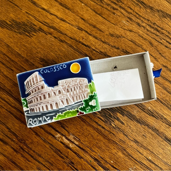 Vintage Other - Colosseo Rome Mosaic Tile Matchbox Trinket Box